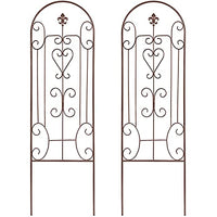 Amagabeli 2 Pack Garden Trellis for Climbing Plants 60" x 18" Brown Iron Potted Support Vines Metal Wire Plant Trellis for Climbing Vegetables Flower Patio Roses Cucumbers Clematis Pots Supports GT05