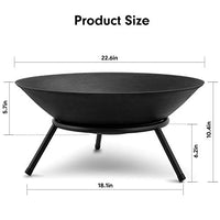 Amagabeli Fire Pit Outdoor Wood Burning 22.6in Firepit Cast Iron Firebowl Fireplace Heater Log Charcoal Burner Extra Deep Large Round Camping Outside Patio Backyard Deck Heavy Duty Metal Grate Black