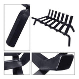 Amagabeli Fireplace Log Grate 24 inch Wide Heavy Duty Solid Steel Indoor Chimney Hearth 3/4 Bar Fire Grates for Outdoor Kindling Tools Pit Wrought Iron Wood Stove Firewood Burning Rack Holder Black