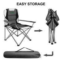 Camabel Folding Camping Chairs Outdoor Lawn Adult Chair Padded Sports Chair Lightweight Fold up Chair High Weight Capacity Bag Chairs for Heavy Duty Beach Hiking Fishing Spectator with Cup Holder Grey