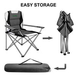 Camabel Folding Camping Chairs Outdoor Lawn Adult Chair Padded Sports Chair Lightweight Fold up Chair High Weight Capacity Bag Chairs for Heavy Duty Beach Hiking Fishing Spectator with Cup Holder Grey