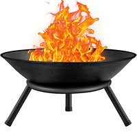 Amagabeli Fire Pit Outdoor Wood Burning 22.6in Firepit Cast Iron Firebowl Fireplace Heater Log Charcoal Burner Extra Deep Large Round Camping Outside Patio Backyard Deck Heavy Duty Metal Grate Black