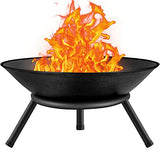 Amagabeli Fire Pit Outdoor Wood Burning 22.6in Firepit Cast Iron Firebowl Fireplace Heater Log Charcoal Burner Extra Deep Large Round Camping Outside Patio Backyard Deck Heavy Duty Metal Grate Black