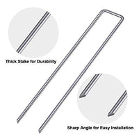 Amagabeli 6 Inch Galvanized Landscape Staples 200 Pack 11 Gauge Garden Stakes Heavy-Duty Sod Pins Anti-Rust Fence Stakes for Weed Barrier Fabric Ground Cover Dripper Irrigation Tubing Soaker Hose