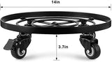 Amagabeli 2 Pack 14" Metal Plant Caddy Heavy Duty Iron Potted Plant Stand with Wheels Round Flower Pot Rack Mover on Rollers Dolly Holder Indoor Outdoor Planter Trolley Casters Rolling Tray Coaster