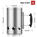 BEAU JARDIN Charcoal Chimney Starter 11"X7" Grill Barbecue BBQ Galvanized Steel Chimney Lighter Basket Outdoor Cooking Quick Rapid Fire Briquette Starters Can Canister for Grilling Camping Accessories