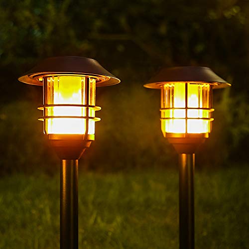 Camabel 55 Tall Solar Torches Lights 4 Pack with Flicking Flame 100 Beautiful Gardener