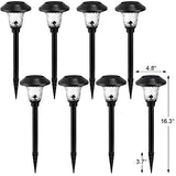 BEAU JARDIN 8 Pack Solar Lights Bright Pathway Outdoor Garden Stake Glass Stainless Steel Waterproof Auto On/Off White Wireless Sun Powered Landscape Lighting for Yard Patio Walkway Spike Pathway