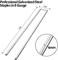 Amagabeli Galvanized Landscape Staples Garden Stakes Heavy-Duty Sod Pins Anti-Rust Fence Stakes for Weed Barrier Fabric Ground Cover Dripper Irrigation Tubing Soaker (100)