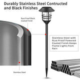 Camabel 55" Tall Solar Torches Lights 4 Pack with Flicking Flame 100% Metal LED Solar Light Outdoor Dancing Stainless Steel Walkway Lighting for Garden Patio Yard Decor Waterproof Pool Effect Black