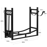 Amagabeli 3FTx30.7in Large Wide Firewood Rack Fireplace Tool Rack Indoor Outdoor Kindling Holder Heavy Duty Wood Storage Log Rack Holder Stacker Stand Tools Stove Accessories Black Without Cover