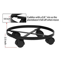 Amagabeli 2 Pack 14" Metal Plant Caddy Heavy Duty Iron Potted Plant Stand With Wheels Round Flower Pot Rack on Rollers Dolly Holder on Indoor Outdoor Planter Trolley Casters Rolling Tray Coaster Black