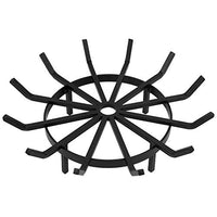 Amagabeli 24in Fire Grate Log Grate Wrought Iron Fire Pit Round Spider Wagon Wheel Firewood Grates Heavy Duty 0.7in Bar Fireplace Stove Burning Rack Holder 4Legs Black Chimney Hearth Kindling Stacking