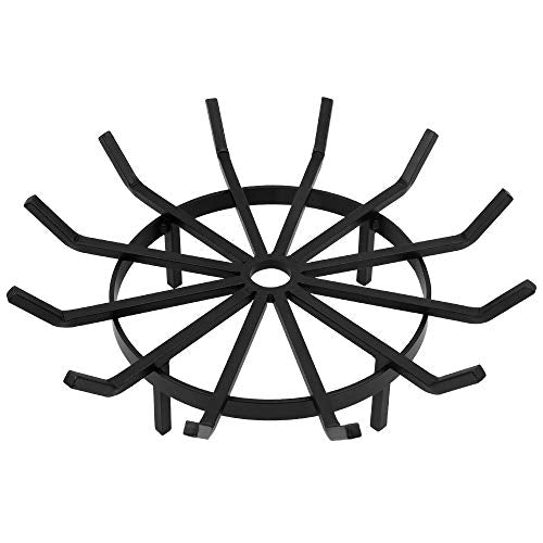 Amagabeli 24in Fire Grate Log Grate Wrought Iron Fire Pit Round Spider Wagon Wheel Firewood Grates Heavy Duty 0.7in Bar Fireplace Stove Burning Rack Holder 4Legs Black Chimney Hearth Kindling Stacking