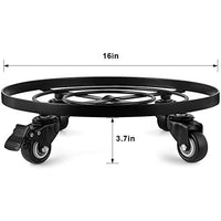 Amagabeli 16" Metal Plant Caddy Heavy Duty Iron Potted Plant Stand With Wheels Round Flower Pot Rack on Rollers Dolly Holder on Wheels Indoor Outdoor Planter Trolley Casters Rolling Tray Coaster