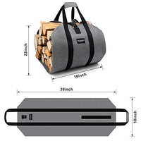 Amagabeli Firewood Carrier Tote Waxed Canvas Log Tote Carrying Bag Wood Carrier Bag with Handles Security Strap for Camping Indoor Firewood Logs Tote Log Holder Birchwood Stand Gray