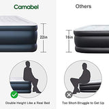 Camabel Queen Air Mattresses with Built-in Electric Pump 22 Inch High Queen Size Luexury Elevated Raised Blowup Inflatable Airbed with Storage Bag for Camping Travelling or Overnight Guests