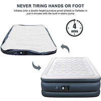 Camabel Queen Air Mattresses with Built-in Electric Pump 22 Inch High Queen Size Luexury Elevated Raised Blowup Inflatable Airbed with Storage Bag for Camping Travelling or Overnight Guests