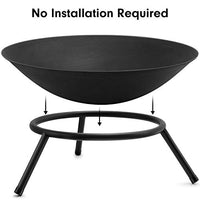 Amagabeli Fire Pit Outdoor Wood Burning 22.6in Firepit Cast Iron Firebowl Fireplace Heater Log Charcoal Burner Extra Deep Large Round Camping Outside Patio Backyard Deck Heavy Duty Metal Grate Black