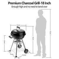 BEAU JARDIN Premium 18 Inch Charcoal Grill Kettle for Outdoor Barbecue Camping BBQ Coal Grill Cooking Tailgating Portable Heavy Duty Round with Thickened Grilling Bowl Wheels for Small Patio Backyard