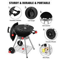 BEAU JARDIN Portable Charcoal Grill for Outdoor 18 inch Barbecue Grill and Smoker Heat Control Round BBQ Kettle Outdoor Picnic Patio Backyard Camping Tailgating Steel Cooking Grate for Steak Chicken