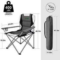 Camabel Folding Camping Chairs Outdoor Lawn Adult Chair Padded Sports Chair Lightweight Fold up Chair High Weight Capacity Bag Chairs for Heavy Duty Beach Hiking Fishing Spectator with Cup Holder Grey