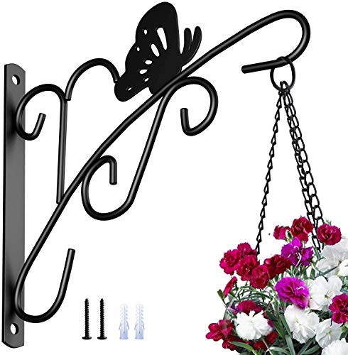 Amagabeli Hanging Plants Bracket 11 '' Wall Planter Hooks Hangers Flower Pot Bird Feeder Wind Chimes Lanterns Patio Lawn Garden for Shelf Indoor Outdoor Fence Screw Mount against Door Arm Hardware