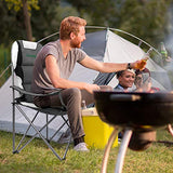 Camabel Folding Camping Chairs Outdoor Lawn Adult Chair Padded Sports Chair Lightweight Fold up Chair High Weight Capacity Bag Chairs for Heavy Duty Beach Hiking Fishing Spectator with Cup Holder Grey
