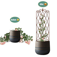 Amagabeli 2 Pack Garden Trellis for Climbing Plants 60" x 18" Rustproof Iron Potted Vines Vegetables Vining Flowers Patio Metal Wire Lattices Grid Panels for Ivy Roses Cucumbers Clematis Bronze