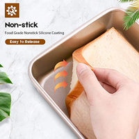 Amagabeli Nonstick Bakeware Set of 3 Pieces Bread Pan Baking Pan Cookie Sheets 9/11/13 inch Carbon Steel Cake Pans Bread Tray Bake Mold Roasting Pan Cooking Oven Toaster Pan Golden