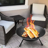 Amagabeli Fire Pit Outdoor Wood Burning 22.6in Firepit Cast Iron Firebowl Fireplace Heater Log Charcoal Burner Extra Deep Large Round Camping Outside Patio Backyard Deck Heavy Duty Metal Grate Black