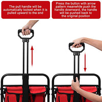 BEAU JARDIN Folding Wagon Cart with Brakes Free Standing Collapsible Utility Camping Grocery Canvas Fabric Sturdy Portable Rolling Buggies Outdoor Garden Sport Heavy Duty Shopping Cart Push Wagons Red