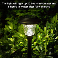 BEAU JARDIN 8 Pack Solar Lights Bright Pathway Outdoor Garden Stake Glass Stainless Steel Waterproof Auto On/Off White Wireless Sun Powered Landscape Lighting for Yard Patio Walkway Spike Pathway