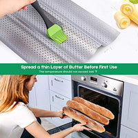Amagabeli Nonstick French Baguette Pans for Baking 15”x9.6” Carbon Steel 3 Loaf Perforated Bread Tray Baguette Baking Tray Bake Mold Toast Cooking Oven Toaster Pan Cloche Waves Bakeware Silver