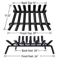 Amagabeli Fireplace Log Grate 24 inch Wide Heavy Duty Solid Steel Indoor Chimney Hearth 3/4 Bar Fire Grates for Outdoor Kindling Tools Pit Wrought Iron Wood Stove Firewood Burning Rack Holder Black