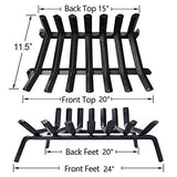 Amagabeli Fireplace Log Grate 24 inch Wide Heavy Duty Solid Steel Indoor Chimney Hearth 3/4 Bar Fire Grates for Outdoor Kindling Tools Pit Wrought Iron Wood Stove Firewood Burning Rack Holder Black