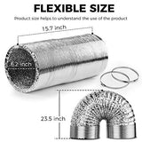 Amagabeli 6in Aluminum Foil Duct Hose Flex Grow Tent Room Ventilation Cooling System 25ft Air Intake Helix Pipe Exhaust Inline Fan Filter CFM Flexible Clothe Dryer with 2 Tension Clamps HAVC Heat Duct