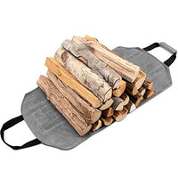 Amagabeli Firewood Carrier Tote Waxed Canvas Log Tote Carrying Bag Wood Carrier Bag with Handles Security Strap for Camping Indoor Firewood Logs Tote Log Holder Birchwood Stand Gray