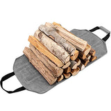 Amagabeli Firewood Carrier Tote Waxed Canvas Log Tote Carrying Bag Wood Carrier Bag with Handles Security Strap for Camping Indoor Firewood Logs Tote Log Holder Birchwood Stand Gray