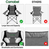 Camabel Folding Camping Chairs Outdoor Lawn Adult Chair Padded Sports Chair Lightweight Fold up Chair High Weight Capacity Bag Chairs for Heavy Duty Beach Hiking Fishing Spectator with Cup Holder Grey