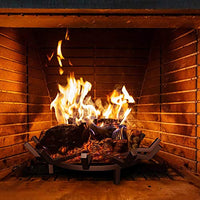 Amagabeli 27in Fire Grate Log Grate Wrought Iron Fire Pit Round Spider Wagon Wheel Firewood Grates Heavy Duty 0.7in Bar Fireplace Stove Burning Rack Holder 4Legs Black Chimney Hearth Kindling Stacking