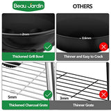 BEAU JARDIN Premium 18 Inch Charcoal Grill Kettle for Outdoor Barbecue Camping BBQ Coal Grill Cooking Tailgating Portable Heavy Duty Round with Thickened Grilling Bowl Wheels for Small Patio Backyard