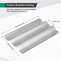 Amagabeli Nonstick French Baguette Pans for Baking 15”x9.6” Carbon Steel 3 Loaf Perforated Bread Tray Baguette Baking Tray Bake Mold Toast Cooking Oven Toaster Pan Cloche Waves Bakeware Silver