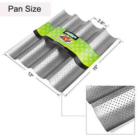 Amagabeli Nonstick Perforated Baguette Pan 15" x 13" for French Bread Baking 4 Wave Loaves Loaf Bake Mold Toast Cooking Bakers Molding 4 Gutter Oven Toaster Pan Cloche Waves Silver Steel Tray Italian