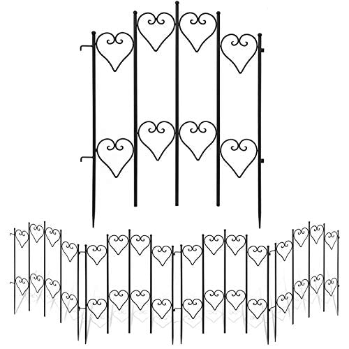 Amagabeli Decorative Garden Fence 27inx9ft Outdoor Coated Rustproof Metal Garden Fencing Panel Animal Barrier Iron Folding Edge Wire Border Fence Ornamental for Patio Landscape Flower Bed FC05