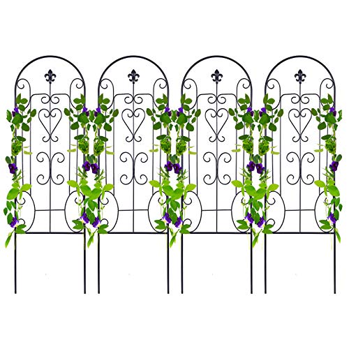 Amagabeli 4 Pack Garden Trellis for Climbing Plants 60" x 18" Black Iron Potted Support Vines Metal Wire Plant Trellis for Climbing Vegetables Flower Patio Roses Cucumbers Clematis Pots Supports