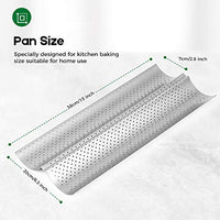 Amagabeli Nonstick French Baguette Pans for Baking 15”x6.3” Carbon Steel 2 Loaf Perforated Bread Tray Baguette Baking Tray Bake Mold Toast Cooking Oven Toaster Pan Cloche Waves Bakeware Silver