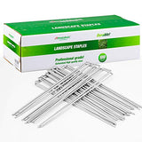 Amagabeli Galvanized Landscape Staples Garden Stakes Heavy-Duty Sod Pins Anti-Rust Fence Stakes for Weed Barrier Fabric Ground Cover Dripper Irrigation Tubing Soaker (100)