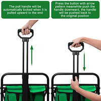 BEAU JARDIN Folding Wagon Cart With Brake Free Standing Collapsible Utility Camping Grocery Canvas Fabric Sturdy Portable Rolling Buggies Outdoor Garden Sport Heavy Duty Shopping Cart Push Wagon Green