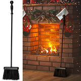Amagabeli 26in Fireplace Brush Fireside Broom Fireplace Loose Tool Set for Outdoor Fire Pit Campfires Indoor Fireplace Heavy Duty Wrought Iron Steel Bar Support